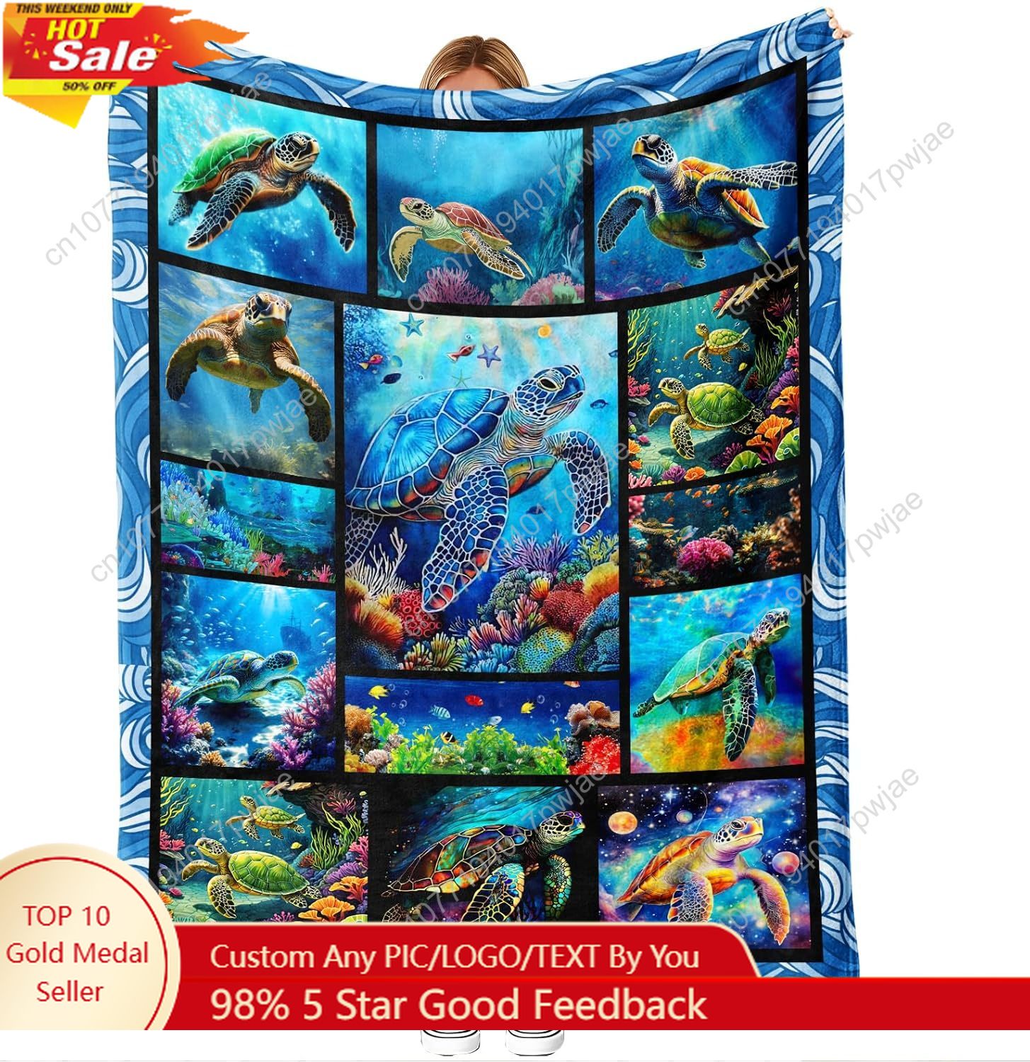 Home Textiles Towel - Deniz Kaplumbağası Flanel Battaniye Yumuşak Rahat