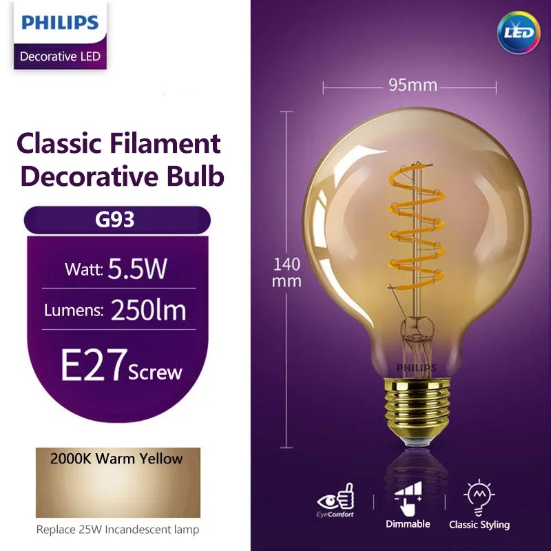 Philips Bulb Led Classic - Philips LED Lamba G93 Klasik Filament
