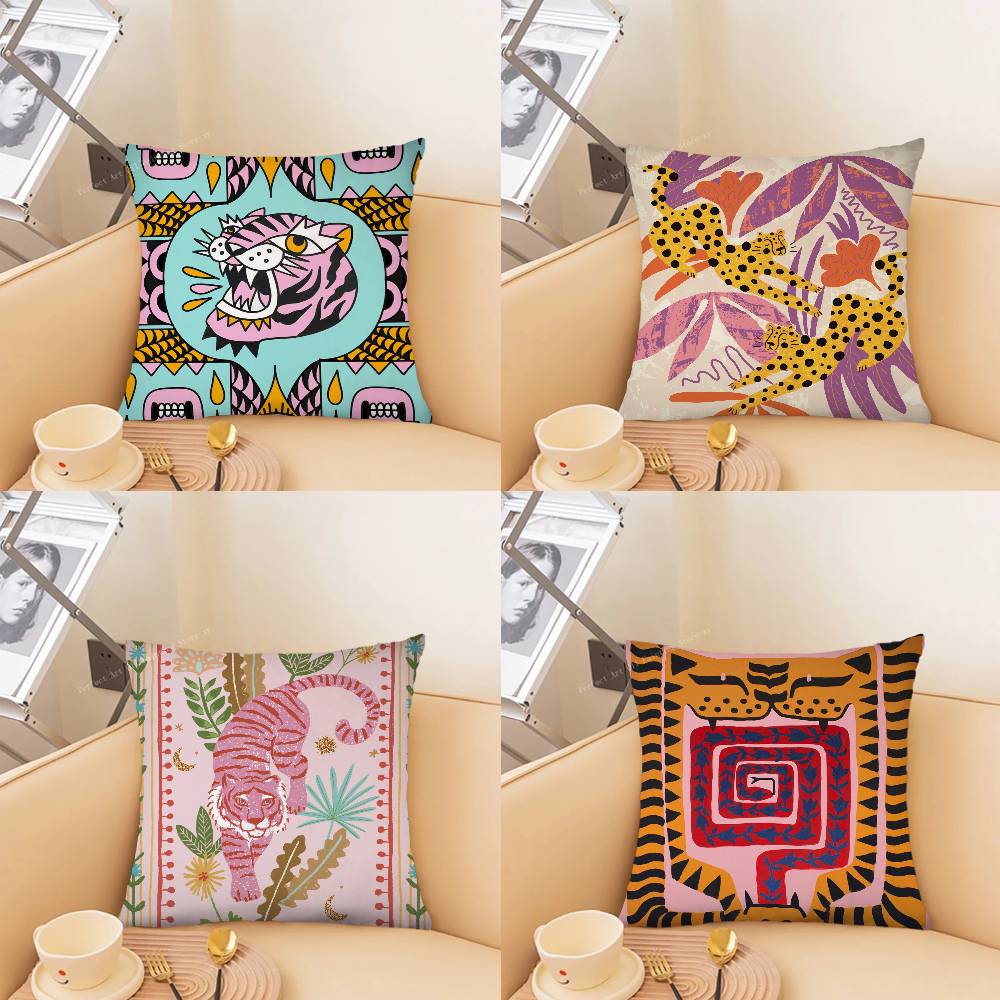 Home Textiles Egypt - Antik Mısır Renkli Soyut Kaplan Leopar