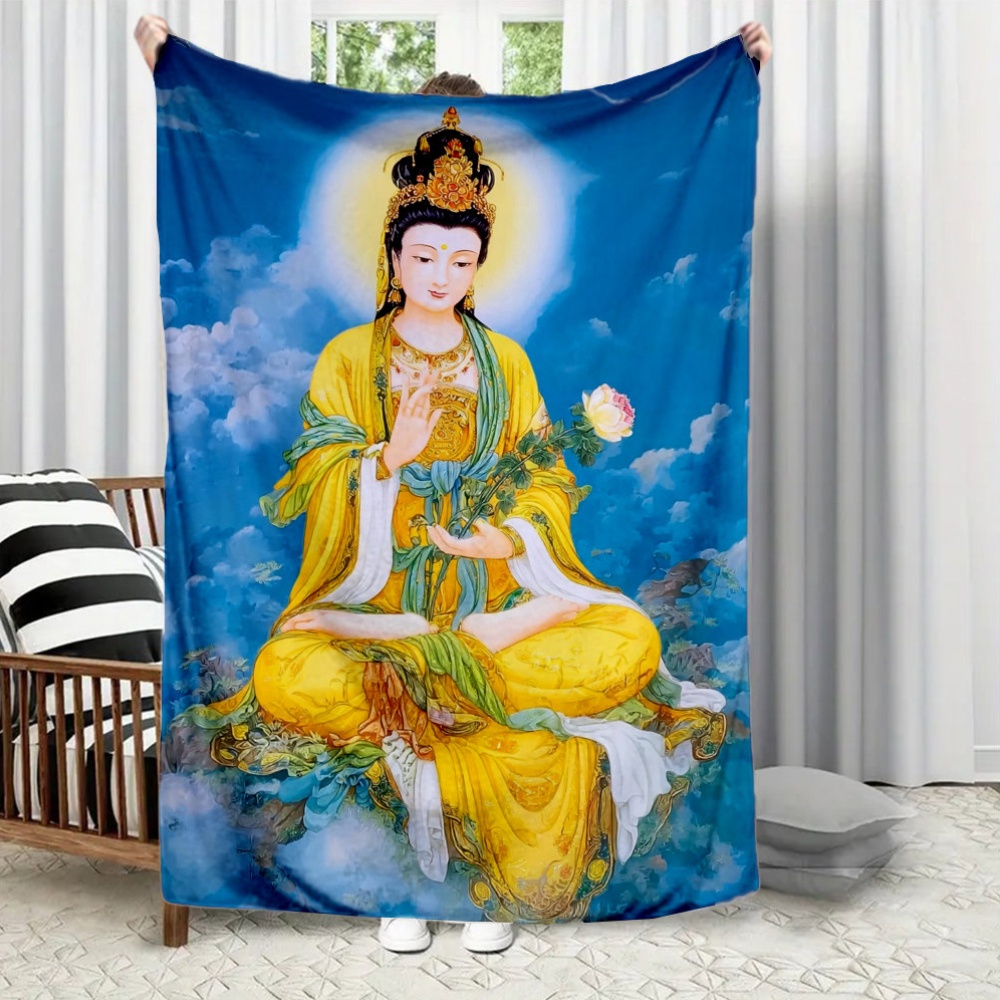 Home Textiles Images - Guanyin Bodhisattva baskılı flanel battaniye, her