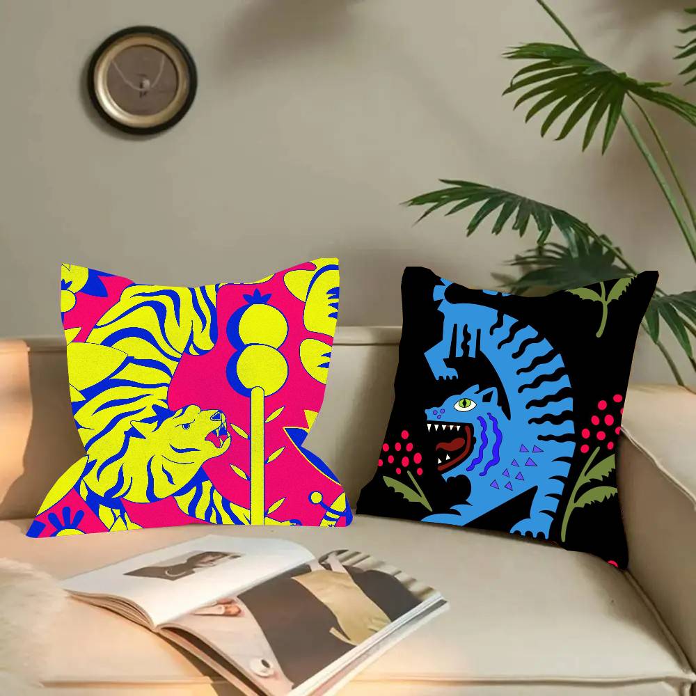 Home Textiles Egypt - Antik Mısır Renkli Soyut Kaplan Leopar