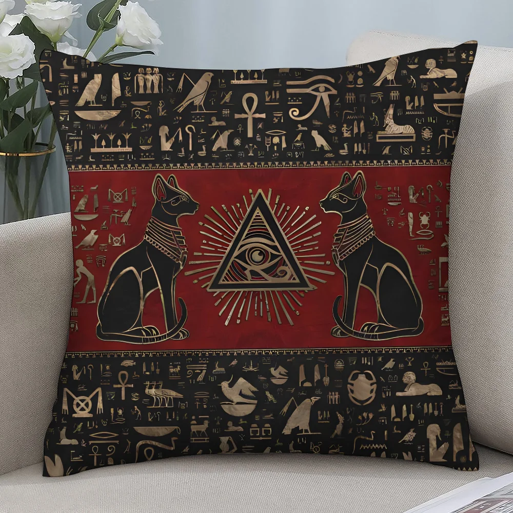 Home Textiles Egypt - Antik Mısır Anubis Yastık Kılıfı Kısa
