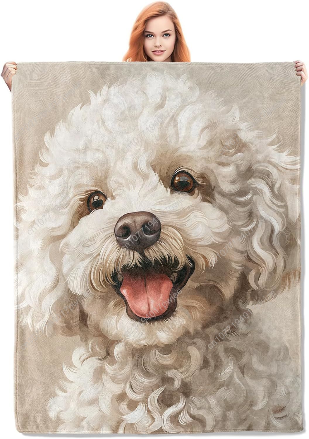 Home Textiles Towel - Neşeli Kaniş Portre Battaniyesi Gerçekçi Köpek