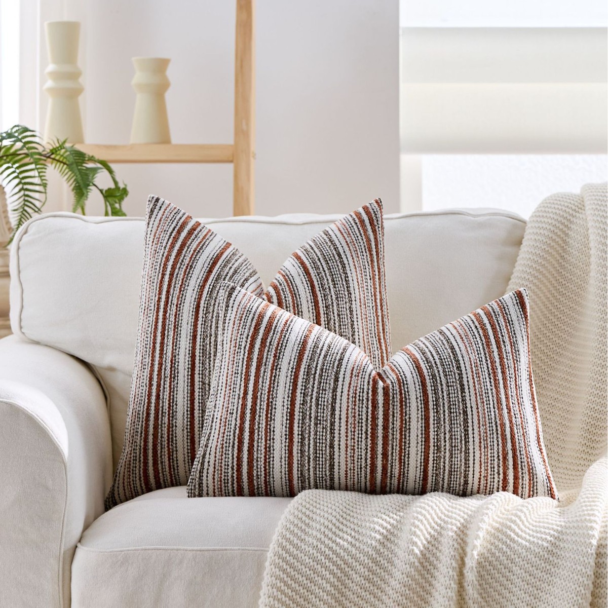 Çizgili Nubby Şönil Yastık Ört - Pillow Cover 20X20 incelemesi ve fiyatı