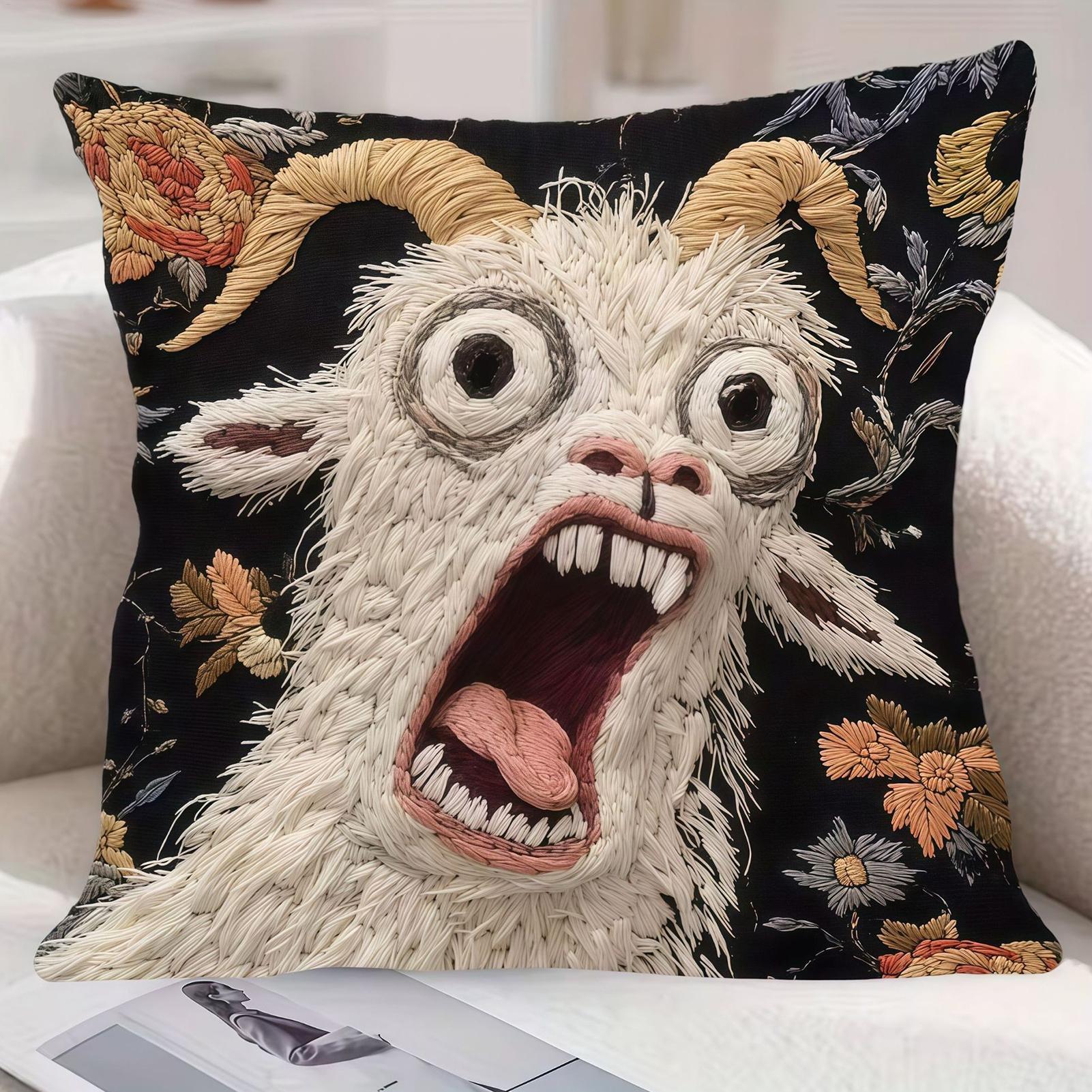 2D çığlık atan keçi yastık ört - Pillow Cover 20X20 incelemesi ve fiyatı