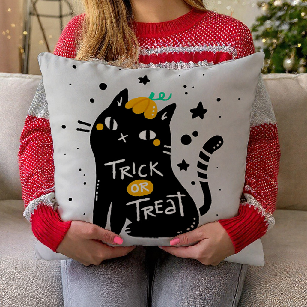 1 adet Trick or Treat Siyah Ke - Pillow Cover 20X20 incelemesi ve fiyatı